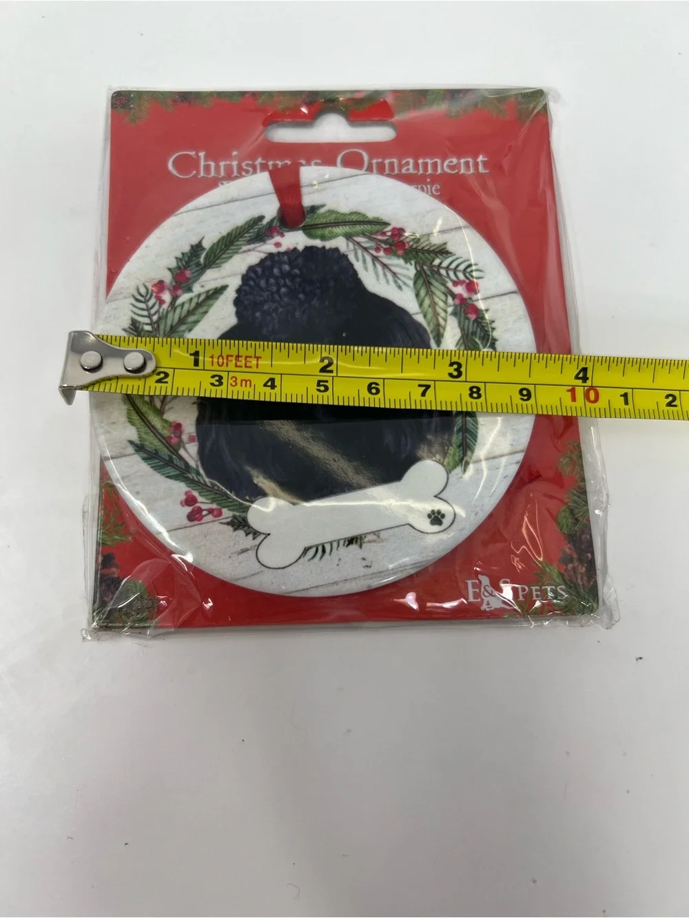 E & S Imports Ceramic Poodle Tree Ornament Dog Puppy Ribbon Cherish Pet